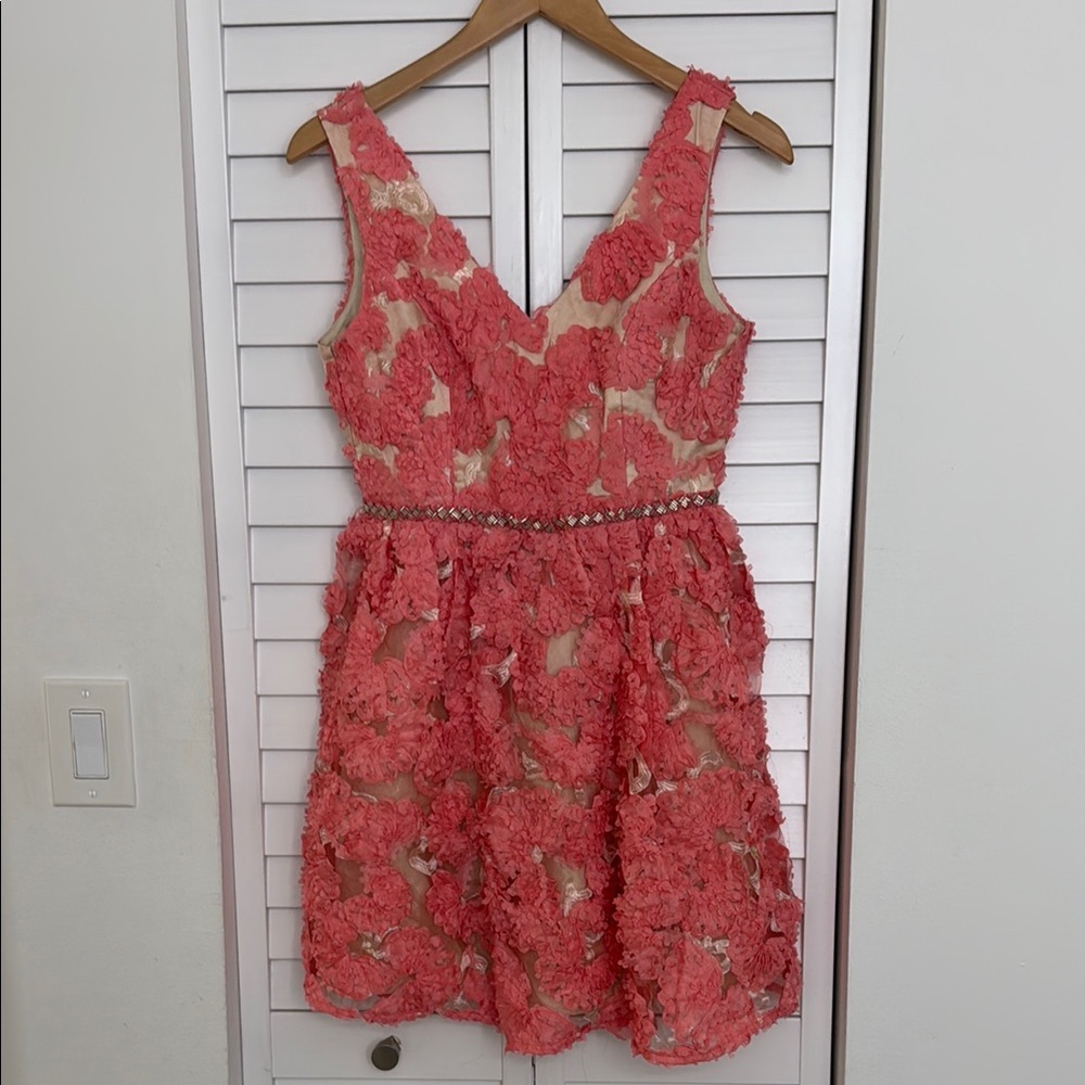 Jun & Ivy Coral Textured Dress